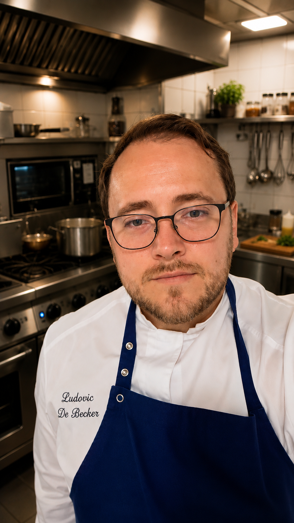 Ludovic De Becker, chef, dans sa cuisine à Sourbrodt